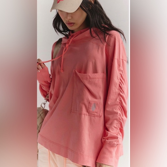 NWT FP Movement by Free People Hot Shot Oversized Hoodie in Hibiscus - Picture 2 of 9